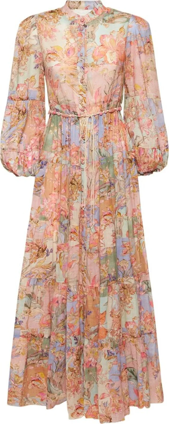 Cira tiered printed cotton midi dress