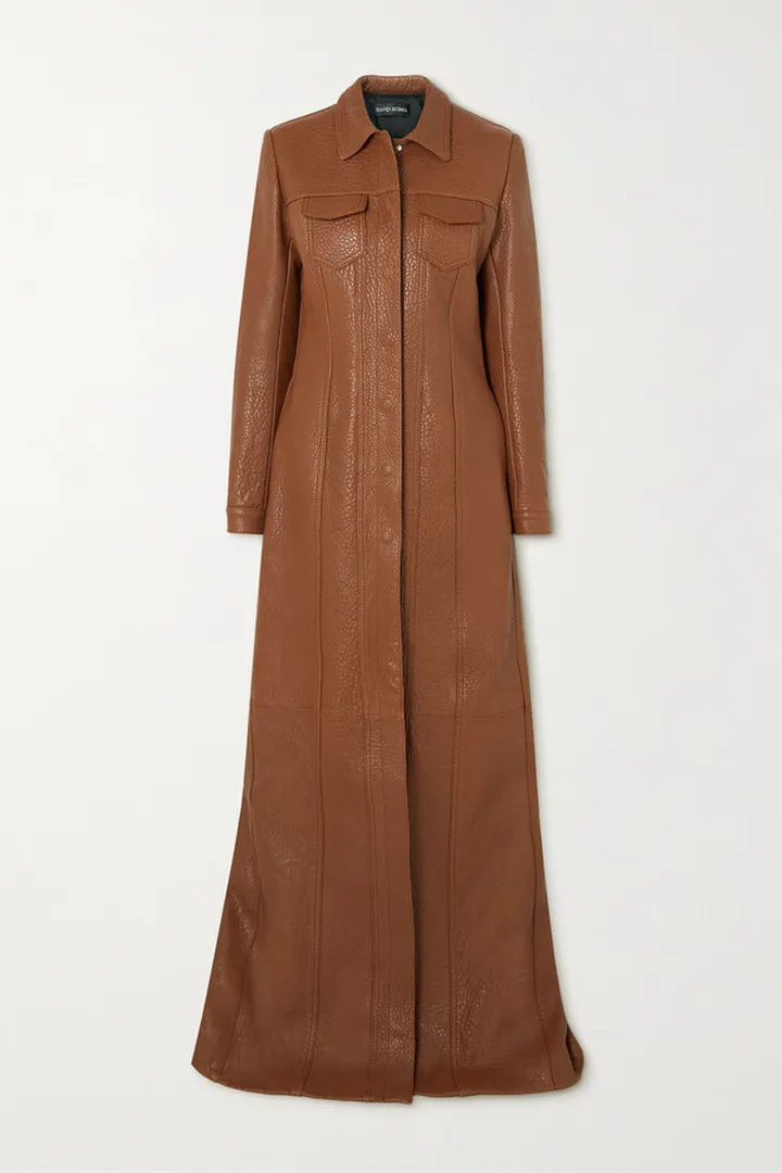 David Koma - Textured-leather Maxi Coat - Brown