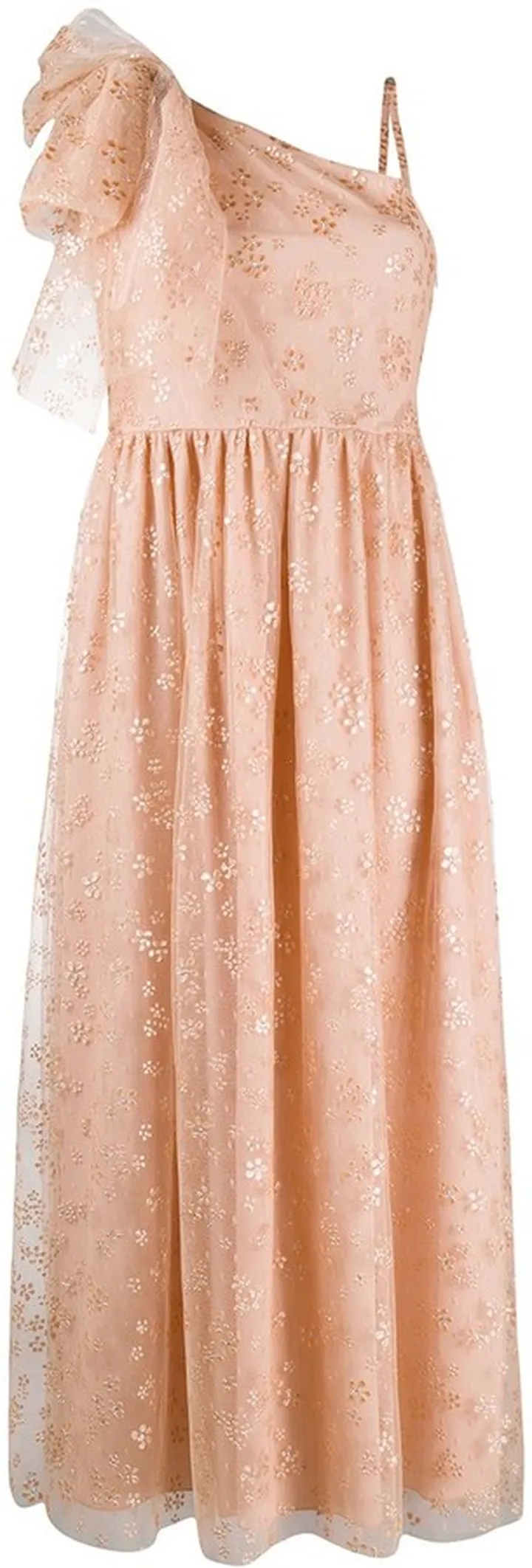 Glitter Floral One-Shoulder Dress