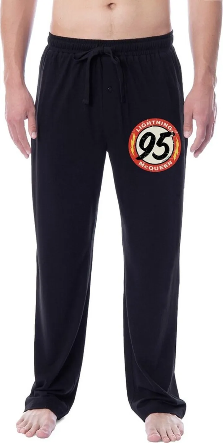 Disney Mens' Cars Movie Lightning McQueen Distressed 95 Sleep Pajama Pants (3XL) Black