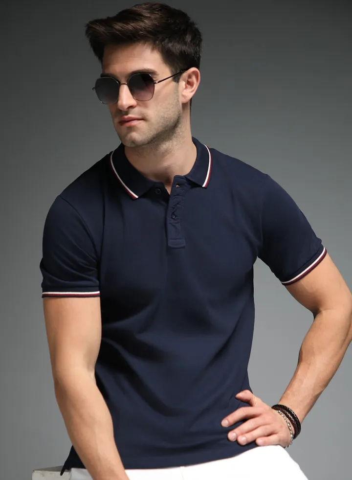 Polo Collar Short Sleeves Cotton Regular T-shirt