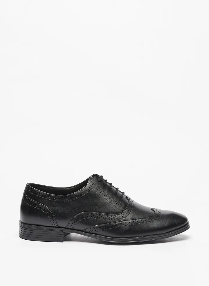 Mens Textured Lace-Up Oxford Shoes