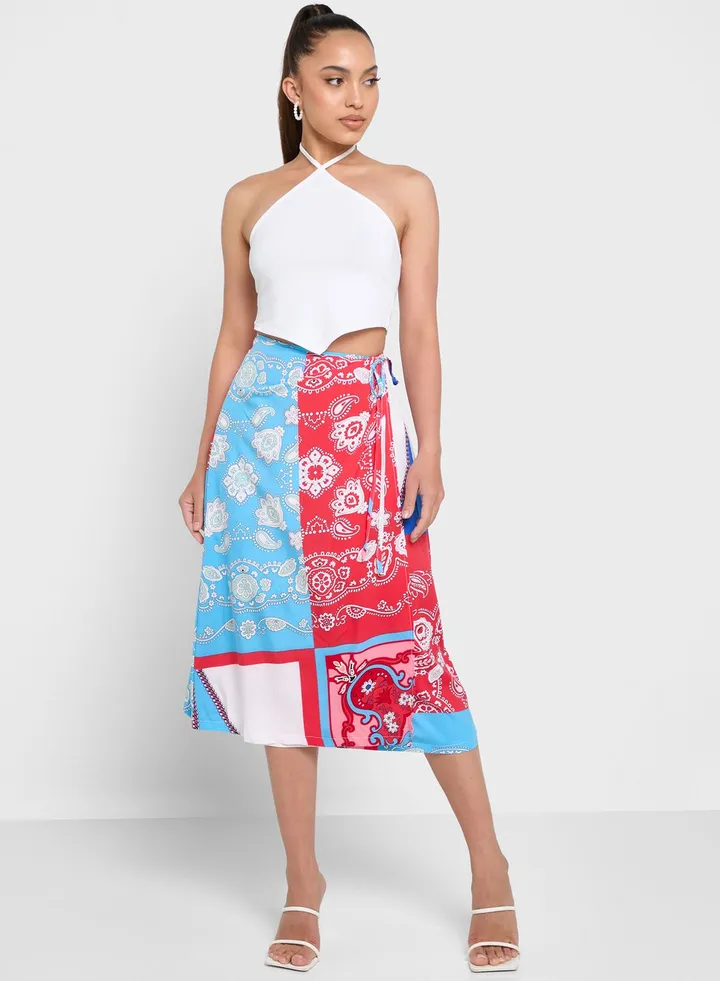 Printed Midi Skirt