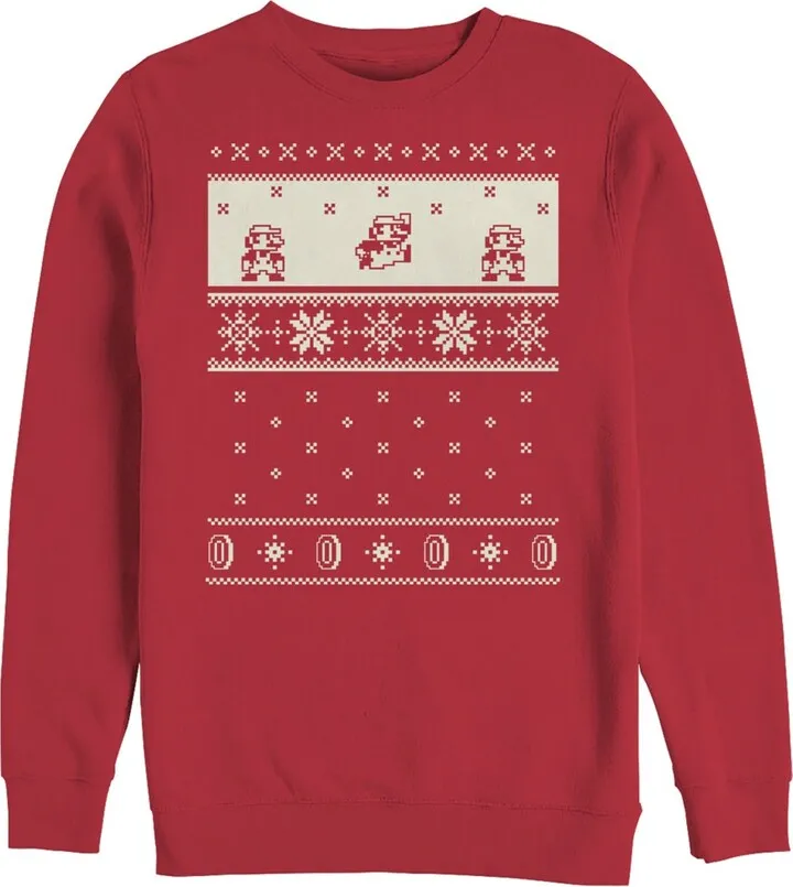 Men's Nintendo Christmas Sweater Mario Sweatshirt - Red - X Large