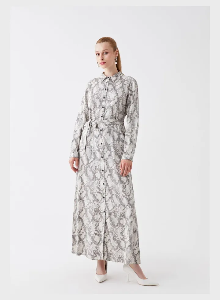 Printed Tie Detail Shirt Dress