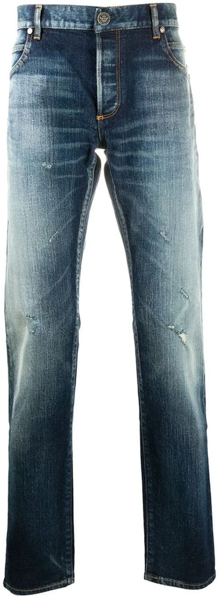 Distressed Effect Straight-Leg Jeans