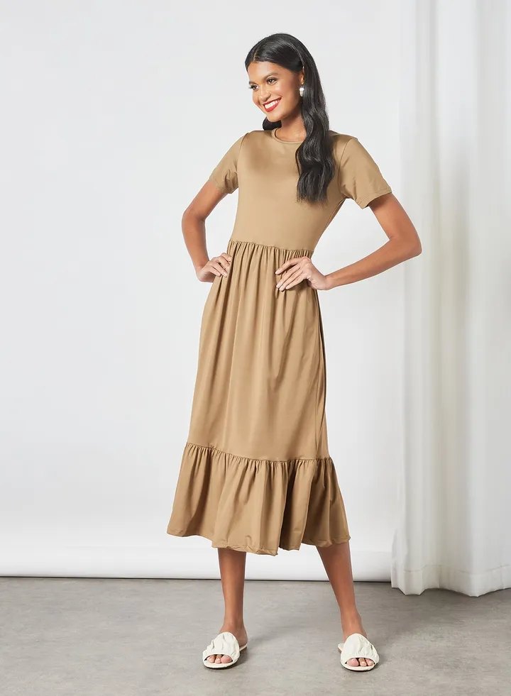 Ruffle Hem Jersey Dress