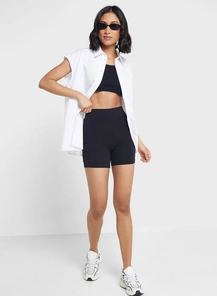 Ribbed Sleeveless Crop Top & Shorts Set