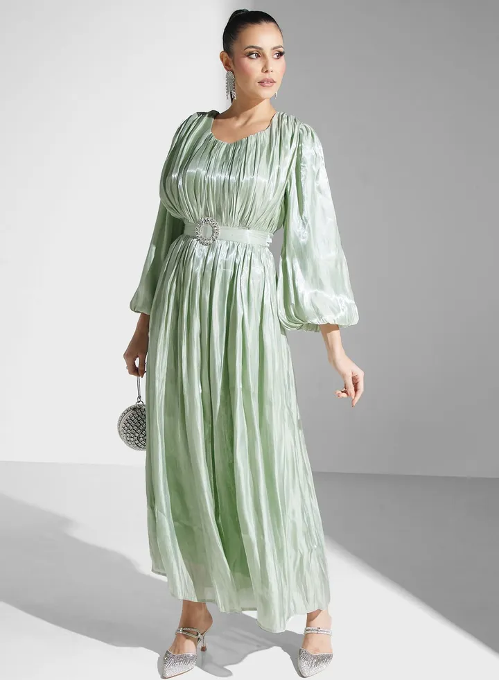 Belted A-Line Dress
