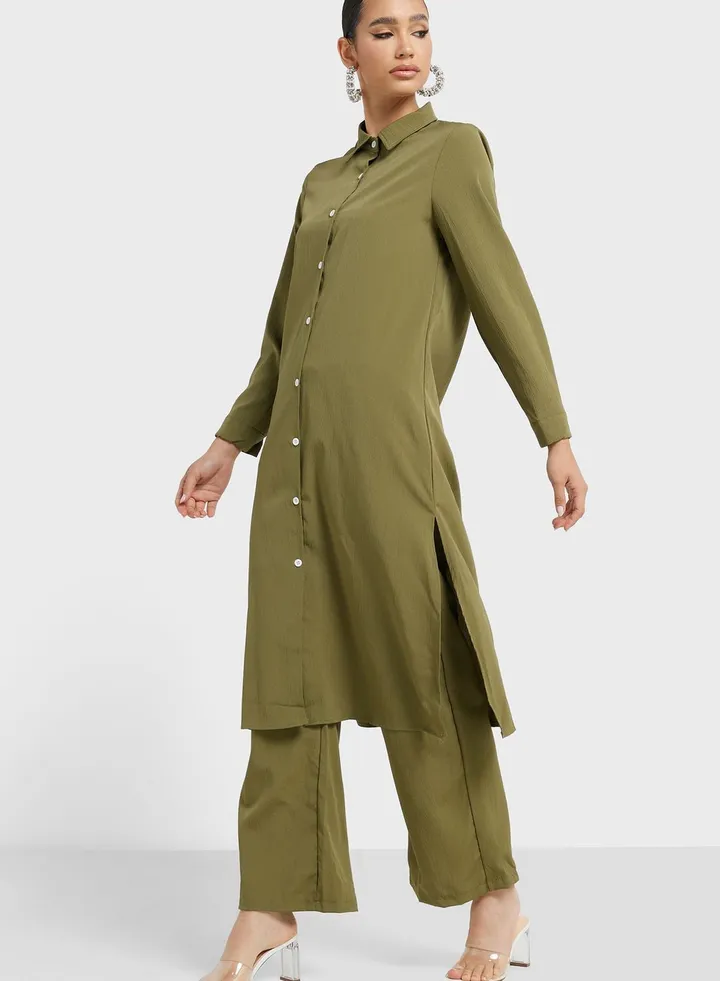 Longline Shirt And Pant Set