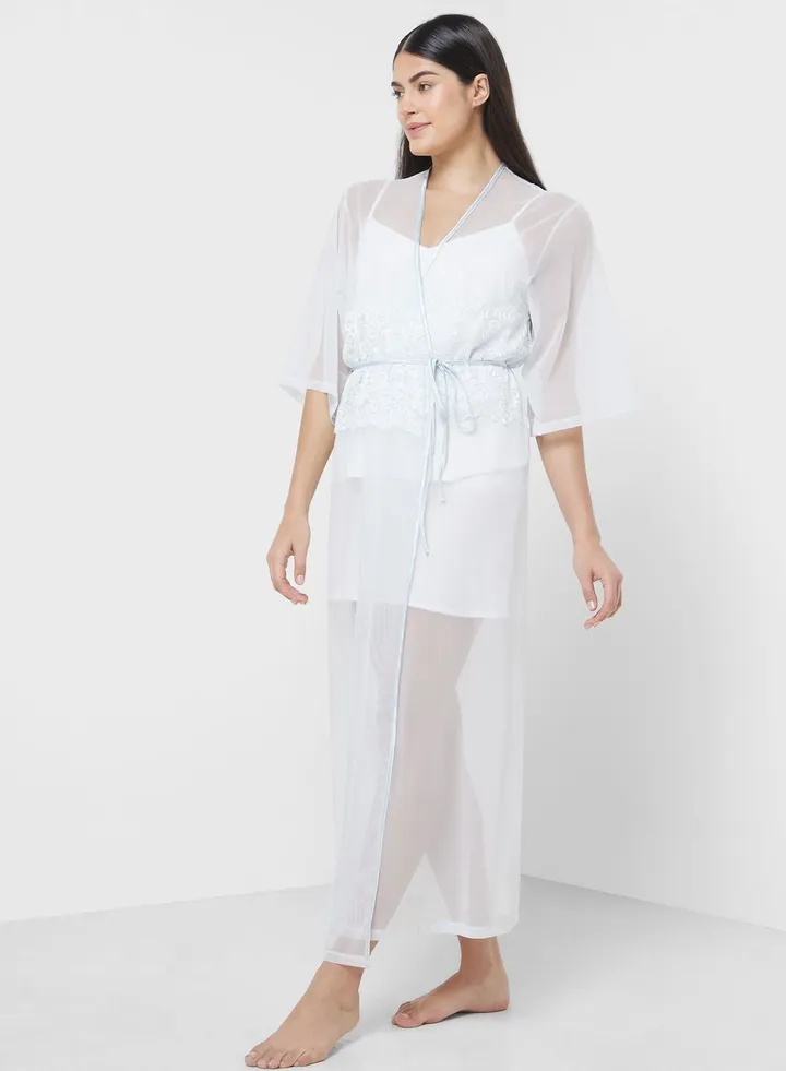 Mesh Detail Robe