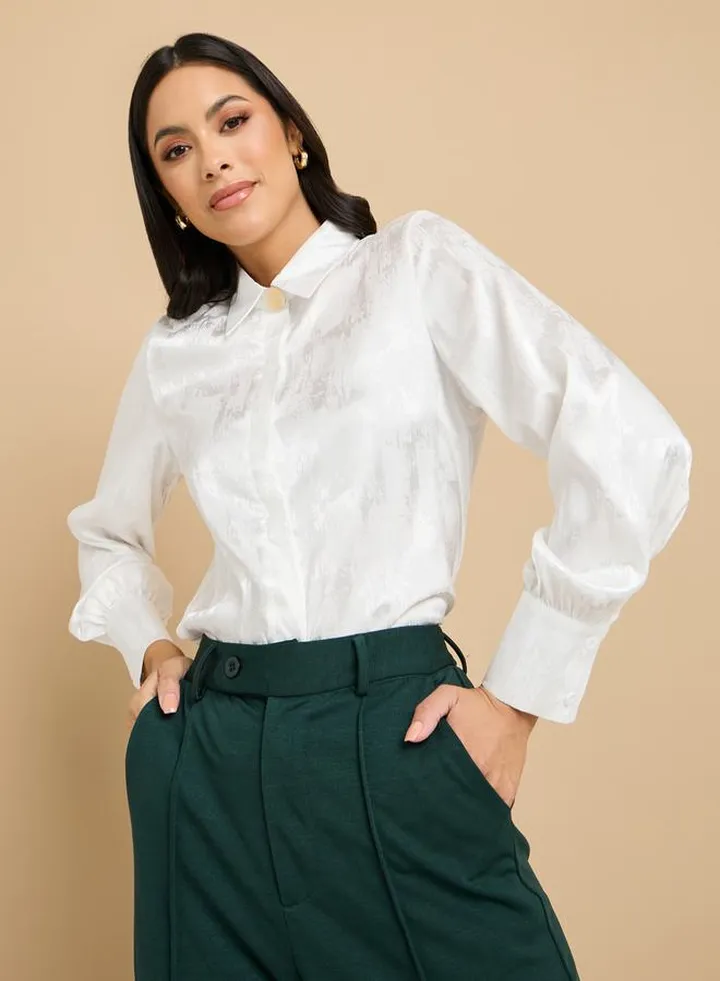 Jacquard Satin Regular Fit Shirt
