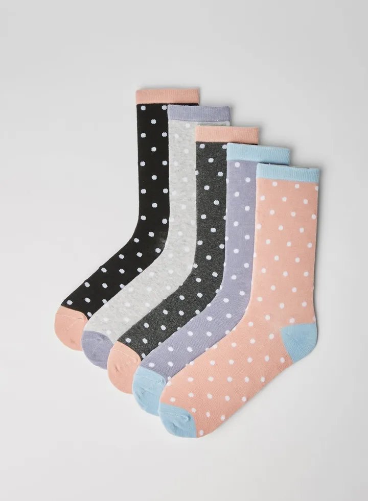 Contrast Print Socks (5 Pack