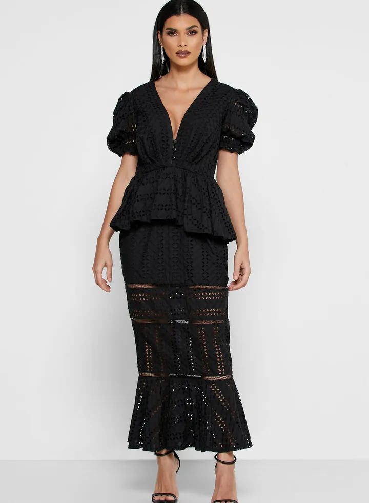 Peplum Schiffli Dress