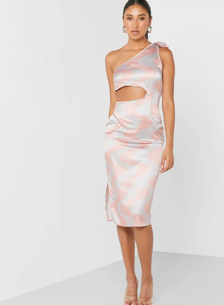 One Shoulder Cut Out Detail Dress