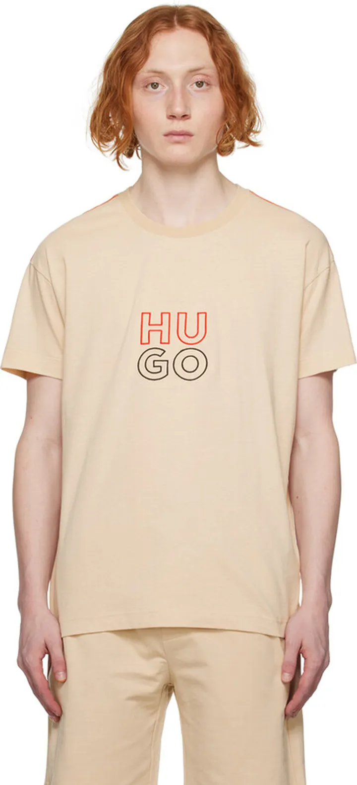 Hugo Beige Stacked T-Shirt