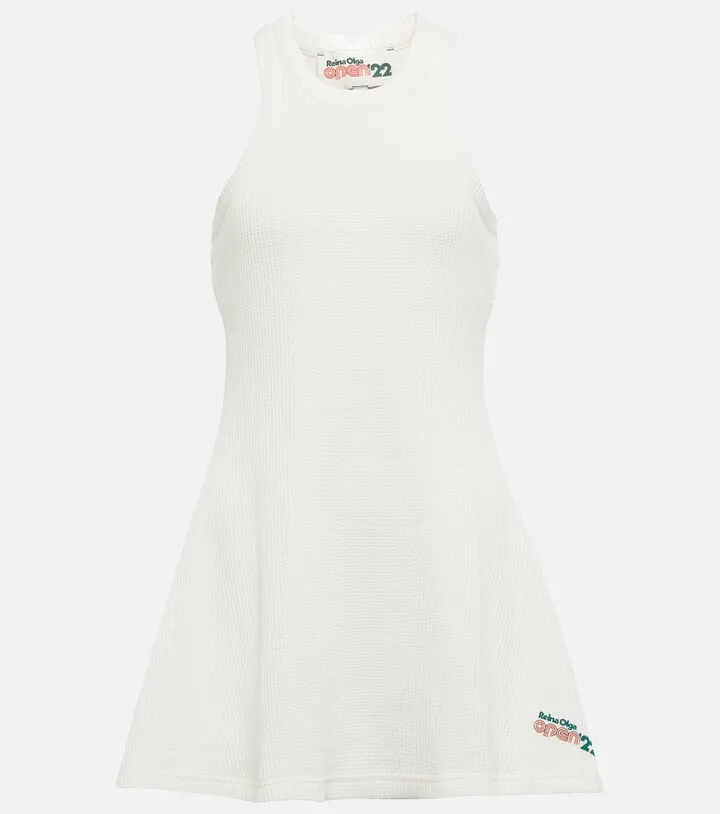 Steffi waffle-knit cotton tennis minidress