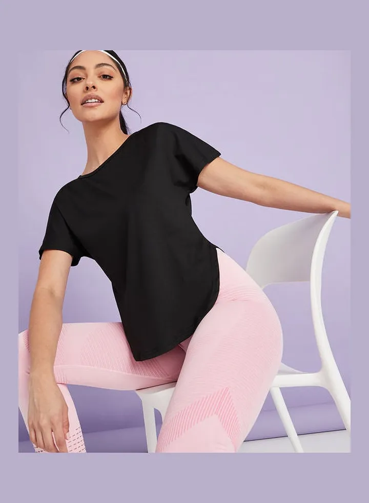 Curved Hem Jersey Active Yoga Top