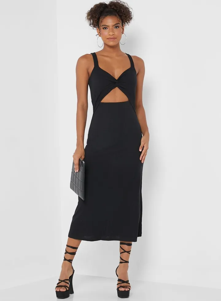 Strappy Pleat Detail Dress