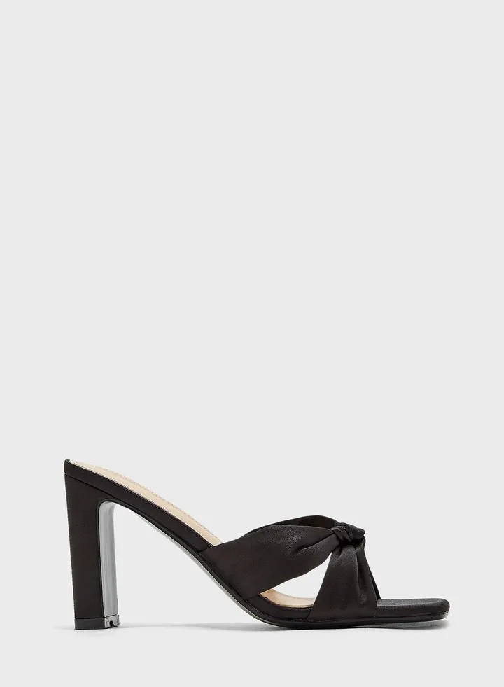 Satin Knot Detail Mule Sandal