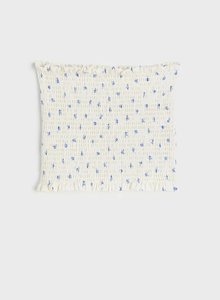 Smocked Detail Tube Crop Top
