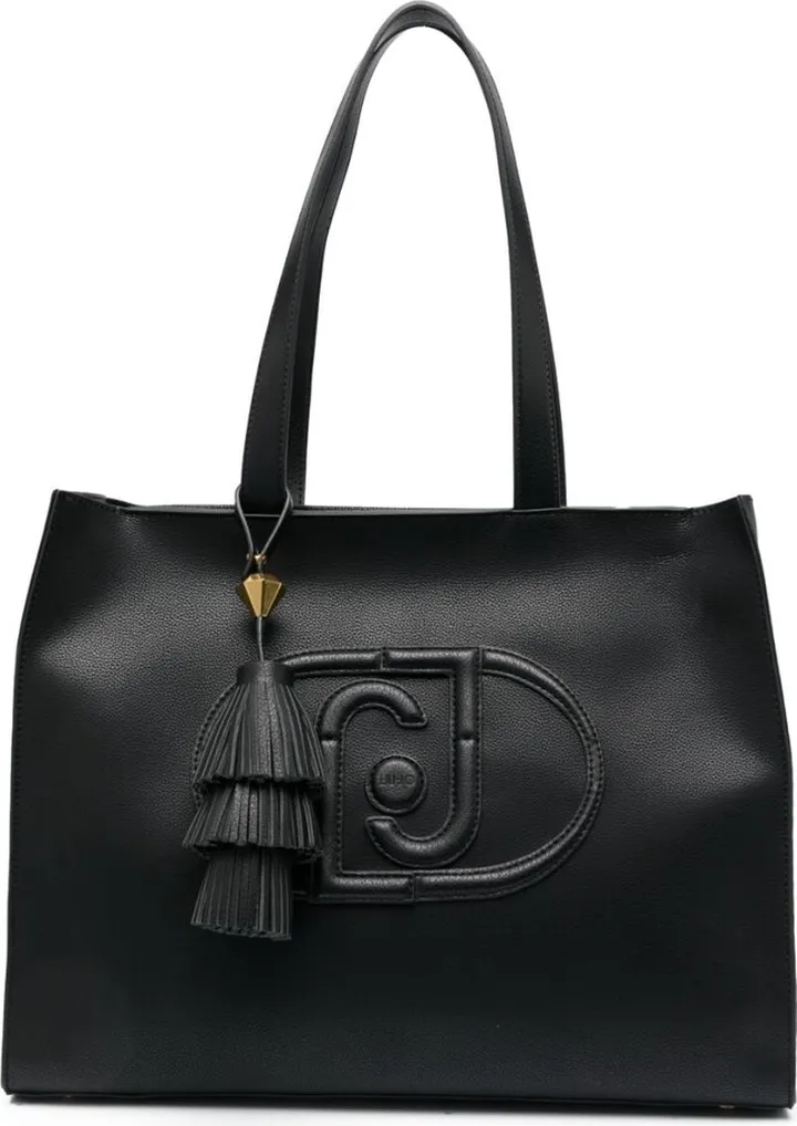 Logo-Patch Faux Leather Tote Bag