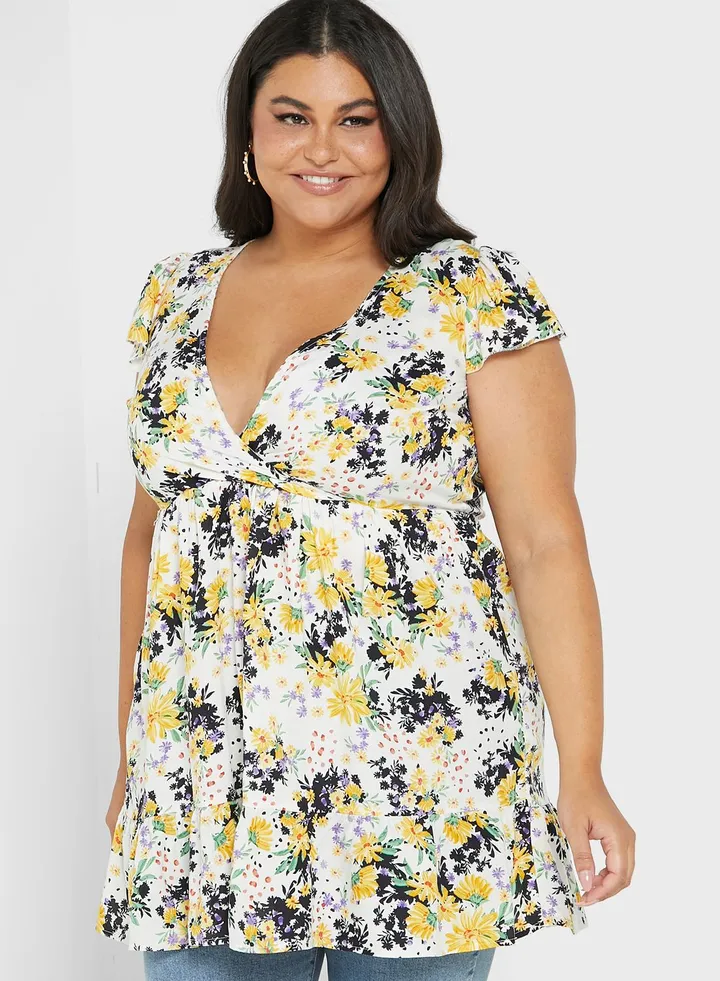 V-Neck Pleated Tunic
