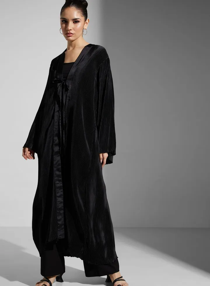 Pleated Tie Detail Abaya