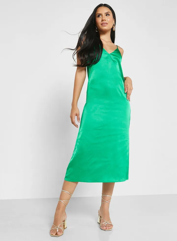 Side Slit Strappy Knitted Dress