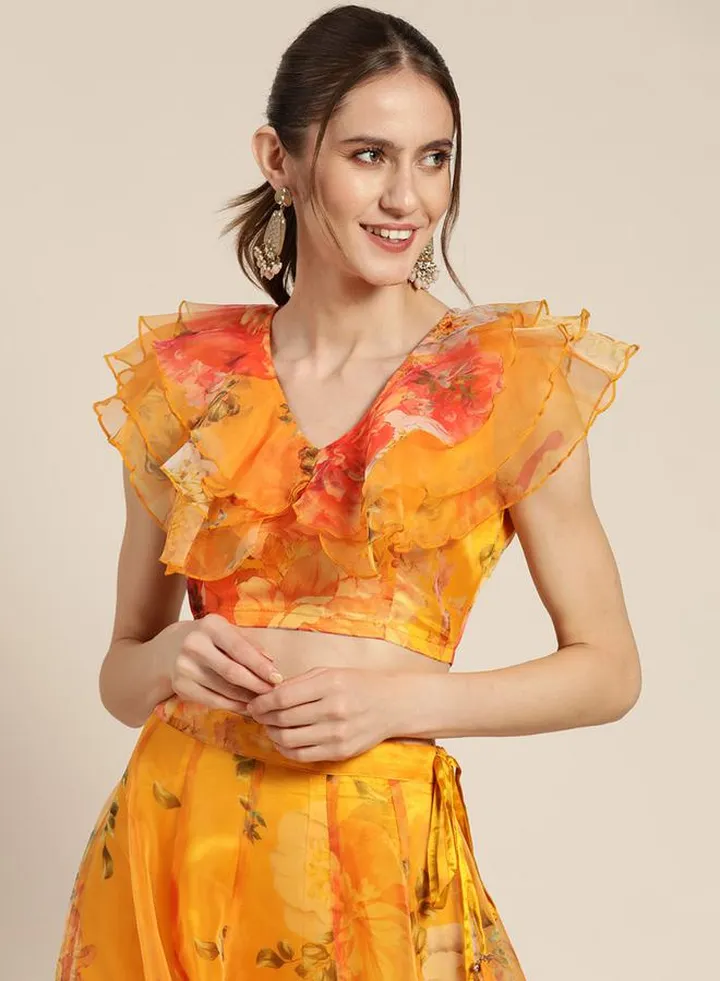 Organza Floral Print Crop Top