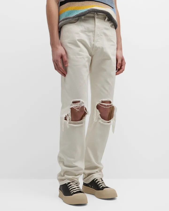 Men's Ripped Straight-Leg Jeans
