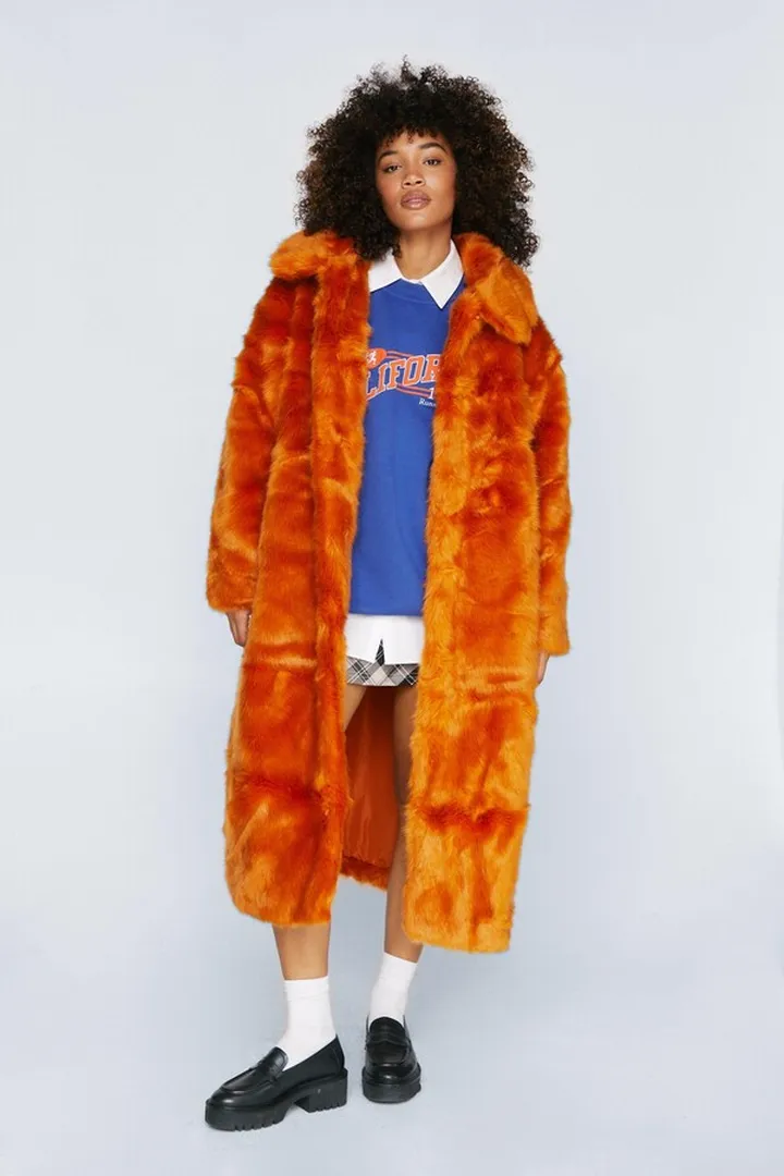 Nasty Gal Womens Premium Longline Faux Fur Coat