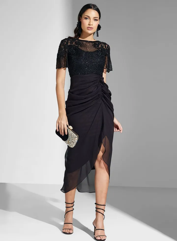 Puff Sleeve V-Neck Dress