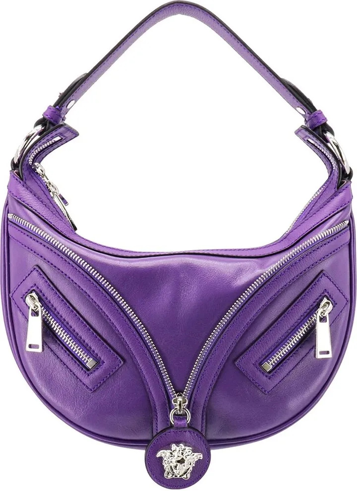 Leather handbag with iconic frontal Medusa