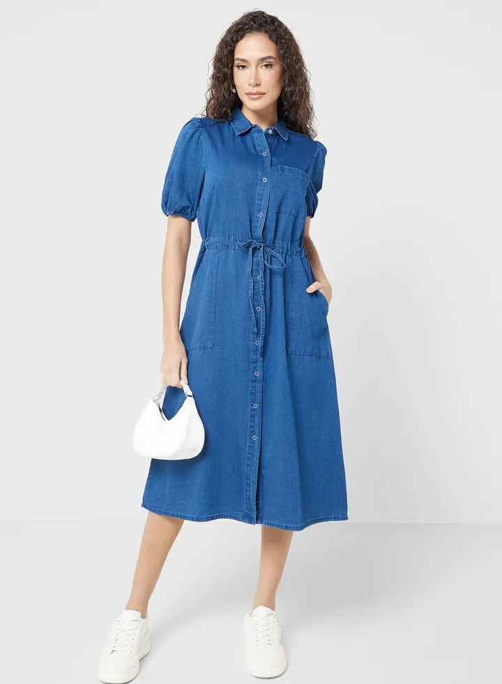 Button Detail Shirt Dress