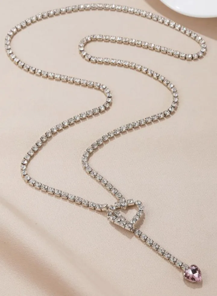 Embellished Heart Drop Necklace