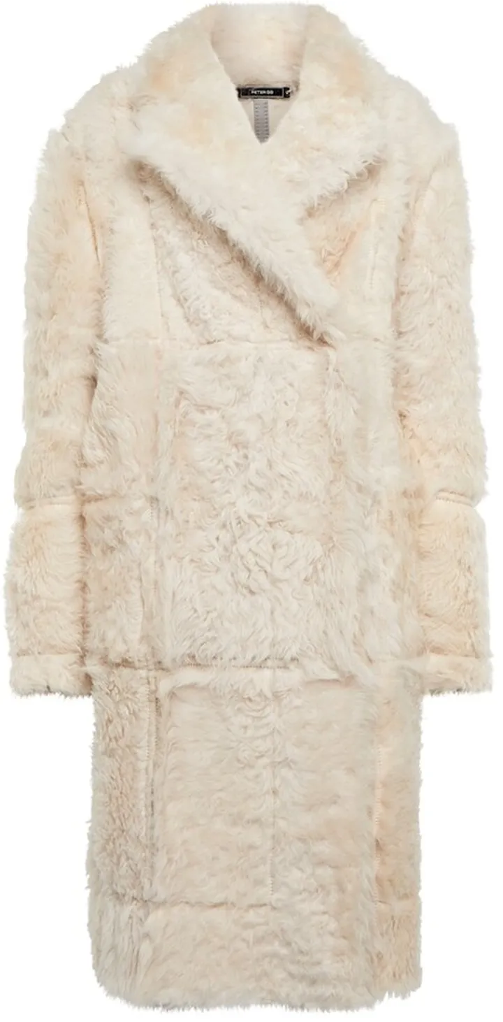 Double-breasted shearling coat