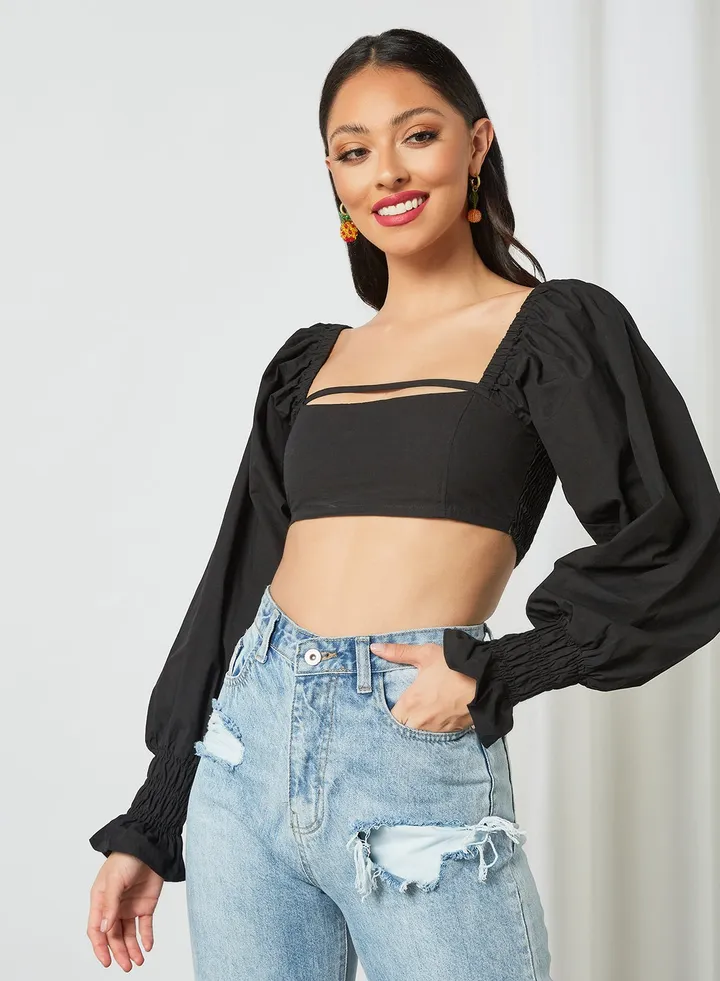 Puff Sleeve Crop Top