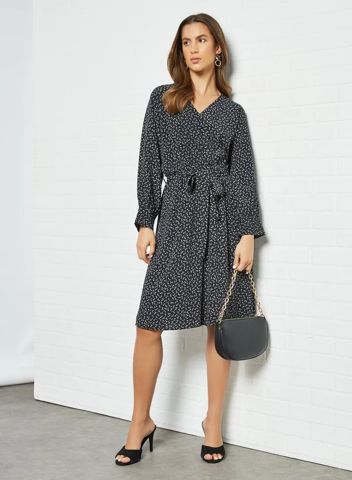 Printed Long Sleeve Dress
