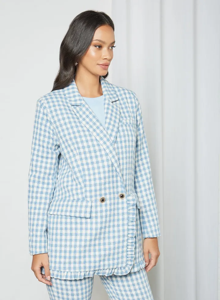 Longline Gingham Blazer