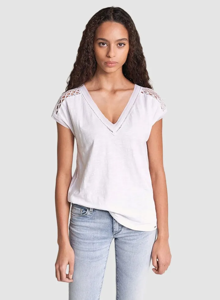 Lace Yoke Shoulder Top