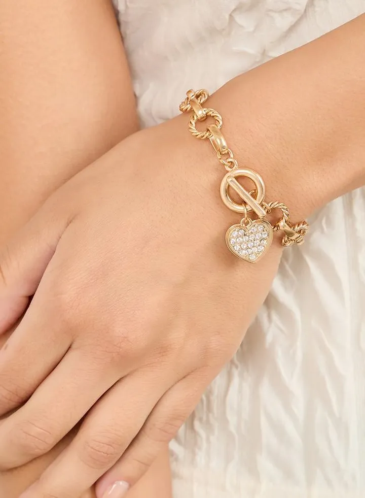 Heart Drop Toggle Bracelet