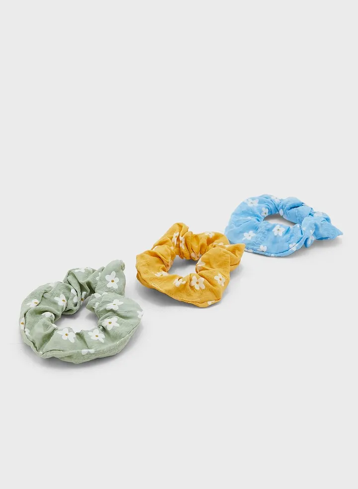 3 Pack Flower Scrunchies