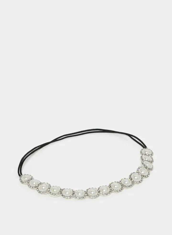 Faux Pearl Elastic Headband