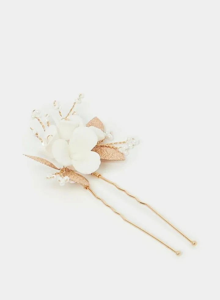 Floral Beaded Design Hair Pin
