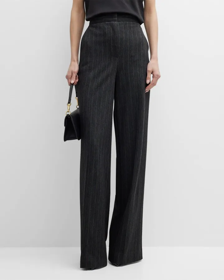 Rea Pinstripe Wide-Leg Pants