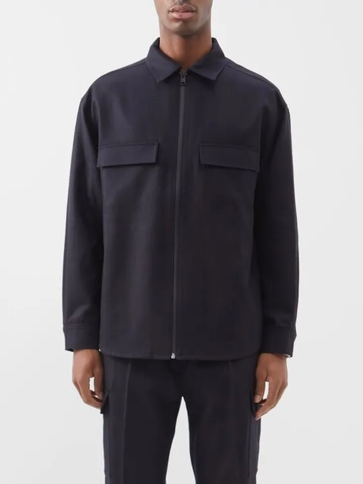 Virgin Wool-blend Flannel Jacket