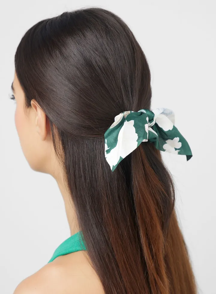 Floral Bow Hair Scrunchie