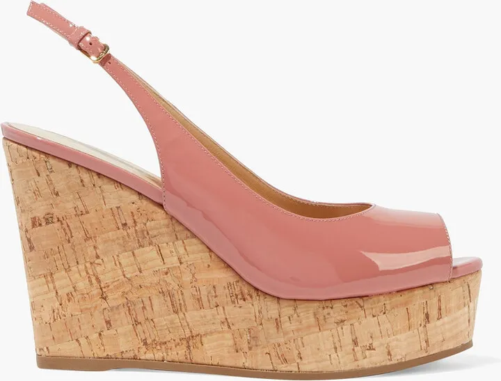 sr Pantelleria patent-leather wedge slingback sandals