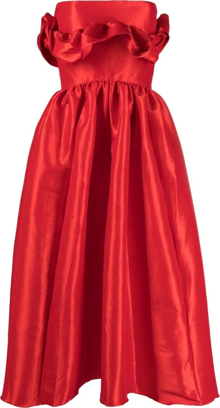 Red Lynn Ruffled Midi Dress
